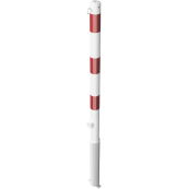 Barrier posts | Steel tube  60 x 2,5 mm | removable | with triangular locking mechanism | hot-dip galvanized and white coated withthree red reflecting stripes | with 1 eyelet